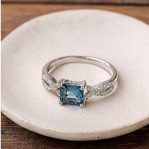 Infinity Aquamarine Crystal Accent Ring - PEACORA