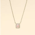 Silver Pink Gemstone Halo Necklace - PEACORA