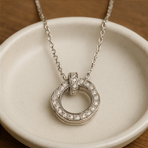 Timeless Crystal Circle Pendant Necklace - PEACORA