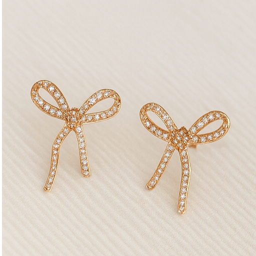 Delicate Bow Crystal Earrings - PEACORA