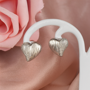 Eternal Shine Textured Heart Studs - PEACORA