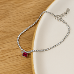 Load image into Gallery viewer, Radiant Ruby Charm Sterling Silver Bracelet Red - PEACORA
