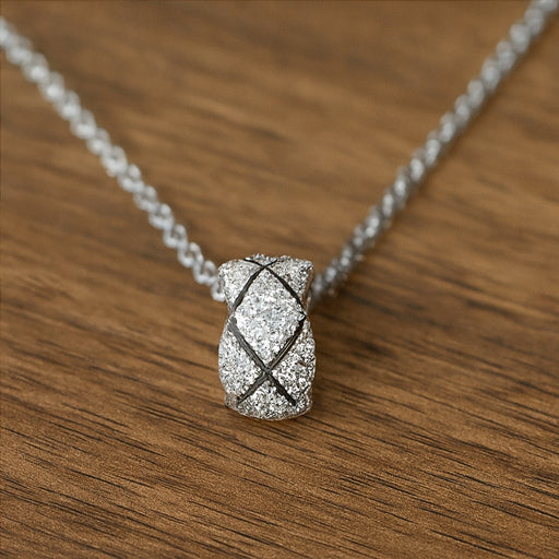 Silver Crystal Barrel Pendant Necklace - PEACORA