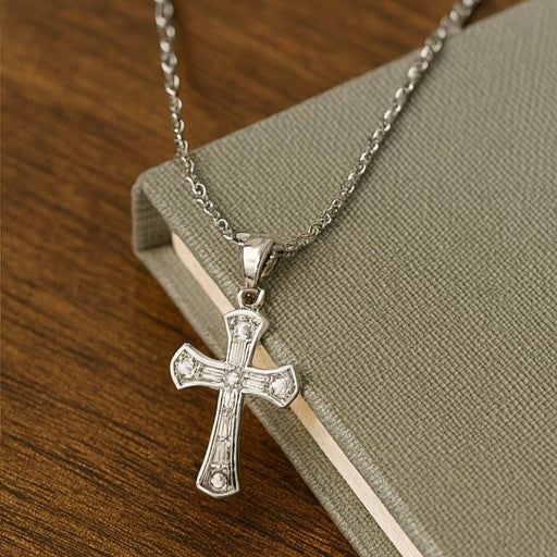 Crystal Cross Pendant Necklace - PEACORA