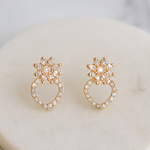 Load image into Gallery viewer, Gold Sparkling Crown Heart Studs - PEACORA
