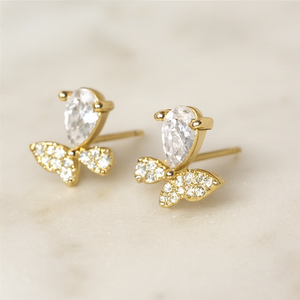 Elegant Gold Floral Stud Earrings - PEACORA