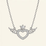 Load image into Gallery viewer, Silver Crowned Winged Heart Necklace
