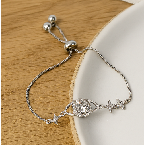 Celestial Orbit Sterling Silver Bracelet - PEACORA
