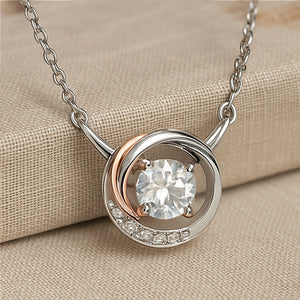 Two-Tone Circle Moissanite Pendant Necklace - PEACORA