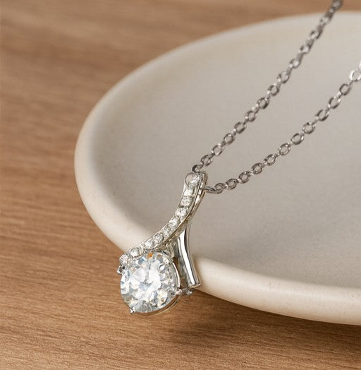Silver Moissanite Wave Pendant Necklace