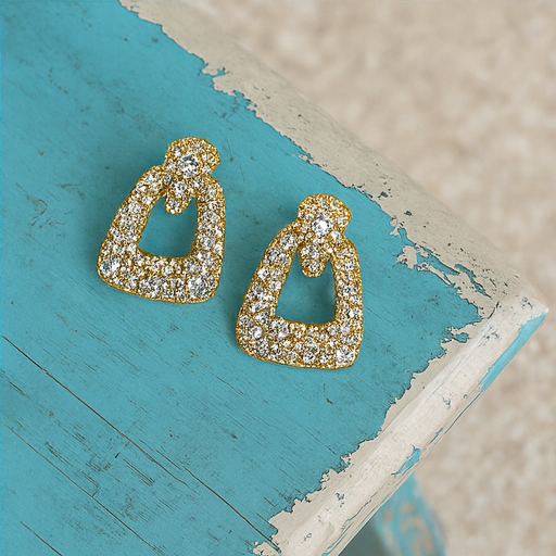 Golden Aura Crystal Drop Earrings - PEACORA