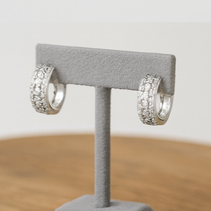 Bezel Crystal Hoop Earrings - PEACORA