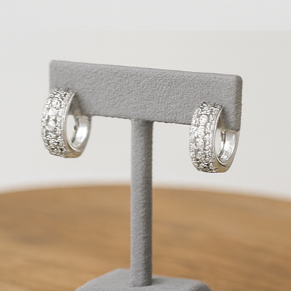 Bezel Crystal Hoop Earrings - PEACORA