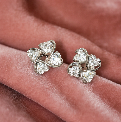 Elegant Silver Crystal Stud Earrings - PEACORA
