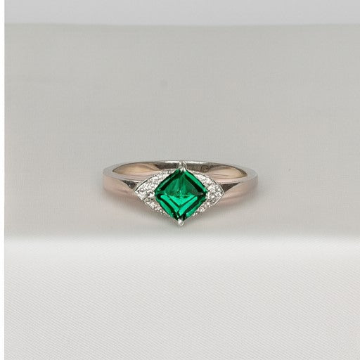 Emerald Green Princess Cut Ring