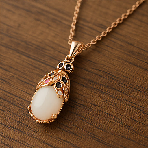 Rose Gold Lucky Rabbit Gemstone Necklace