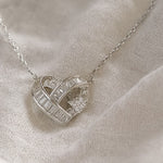 Load image into Gallery viewer, Silver Crystal Heart Pendant Necklace - PEACORA

