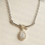 Load image into Gallery viewer, Silver Oval Drop Pendant Necklace - PEACORA
