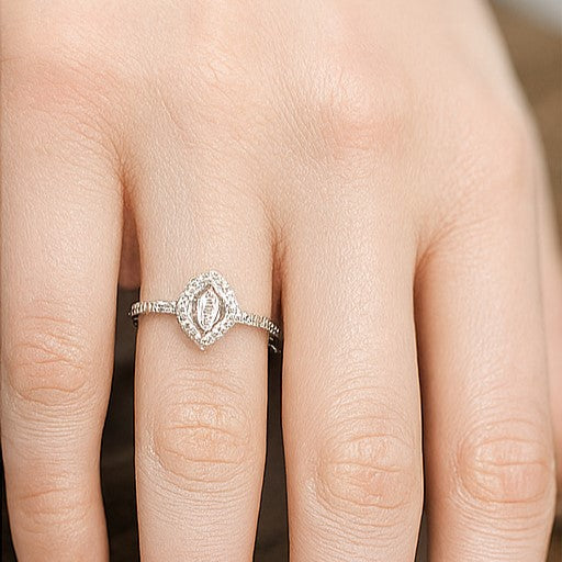 Marquise Double Halo Ring - PEACORA