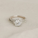 Load image into Gallery viewer, Round Moissanite Halo Split Band Ring
